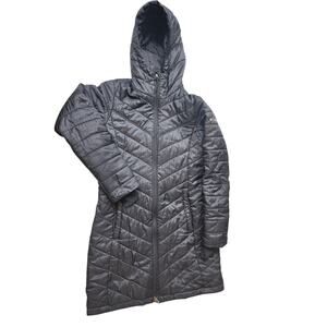 Columbia Omni Heat Long Puffer Coat Womens Small Hooded Winter Jacket Parka